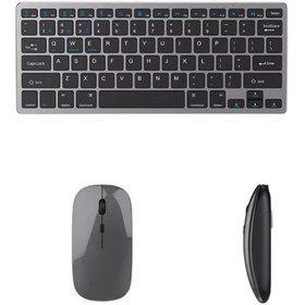 Resim Tek Bluetooth Ve 2.4g Destekli Kablosuz Klavye Mouse Seti Şarj Edilebilir Najmaddin 