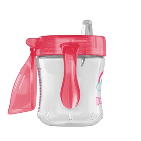 Resim 180 ml Silikon ağızlı Alıştırma Bardağı Pembe Gökkuşağı desenli 6ay+ 