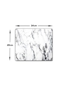 Resim Decorita Beyaz Mermer Görünümlü Cam Kesme Tablası 29 x 34 CM 