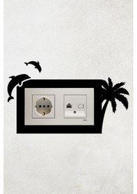 Resim Yunus Balığı Tasarım 2li Priz Çerçevesi İç Ölçü 15,5x8,4 Cm 2li Dekoratif Priz Çerçeve 