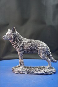 Resim Özel Tasarım Kurt Heykel Biblo Alfa Kurt Hediyelik Dekoratif Aksesuar 19 Cm 