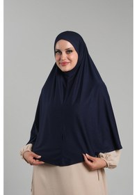Resim Hürrem Bone Lacivert Pratik Hazır Geçmeli Tesettür Eşarp Viskon Pratik Namaz Örtüsü 2201 02 Lacivert 