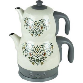 Resim King P 315 Lea Anatolia Desenli Krem 2200 W Çelik Demlikli Çay Makinesi 