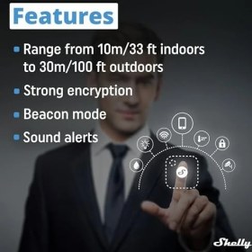 Resim Blu Button Tough Siyah | Bluetooth Kontrollü Akıllı Düğme | Cihazları Kısma, Açma ve Kapatma ve Sahneleri Etkinleştirme, Ev Otomasyonu | Koruma Sınıfı IP54 | Ios Android Uygulaması 