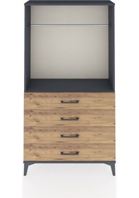 Resim Arges Dolap Tek Raflı 4 Çekmeceli Tek Askılı 88x30x163 Antrasit-çam Antrasit 