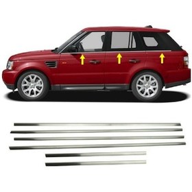 Resim Range Rover Sport 2006-2012 Cam Çıtası Paslanmaz Çelik Krom 6 Prç 