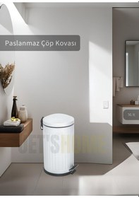 Resim Jet's Home Pedallı Banyo Çöp Kovası Paslanmaz 16 Lt Mutfak Çöp Kutusu Beyaz Beyaz 