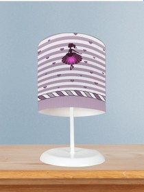 Resim Mekta Home Bebek Ve Çocuk Odası Çizgili Kalpli Prenses Kız Desenli Abajur 