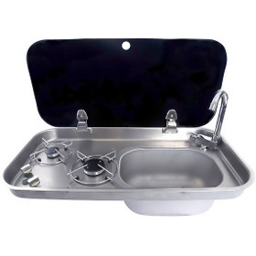 Resim Bıo Cam Kapaklı Evyeli İkili Gömme Ocak Fsm3453 