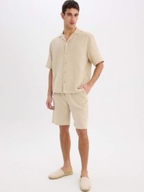 Resim DeFacto%100 Pamuk Relax Fit Müslin Cepli Basic Düz Bermuda Şort C7589AX25SM Erkek 