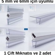 Resim Yıldırım Duş Temper Cam Duşakabin Fitili 5mm Ve 6mm Uyumlu Şeffaf Mıknatıslı Suluk 