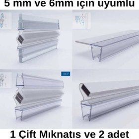 Resim Yıldırım Duş Temper Cam Duşakabin Fitili 5mm Ve 6mm Uyumlu Şeffaf Mıknatıslı Suluk 
