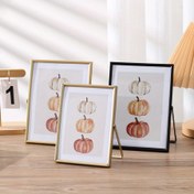 Resim Modern Minimalist Metal Fotoğraf Çerçevesi - Altın Tonlu, Siyah Detaylar, 6 inç, 7 inç, 8 inç Resimler İçin Uygun - Şık Ev Dekoru, Masaüstü Gösterimi İçin Mükemmel, Sadece Çerçeve 