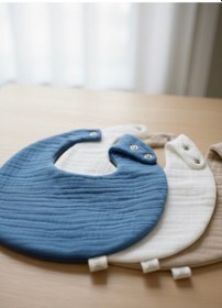 Resim Oval 3 Lü %100 Pamuk 8 Katlı Müslin Kumaş Mama Önlüğü, Salya Önlüğü 