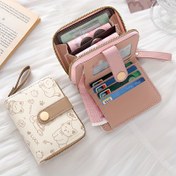 Resim Japon Esintili Sevimli Ayı Baskılı Cüzdan - Altın Tonlu Tokalı Kısa Clutch Çanta & Kart Yuvası, Pembe/Yeşil/Siyah Kompakt Bozuk Para Cüzdanı, Bayanlar İçin, Seyahat, Günlük Kullanım (Toplu Değil) 