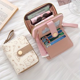 Resim Japon Esintili Sevimli Ayı Baskılı Cüzdan - Altın Tonlu Tokalı Kısa Clutch Çanta & Kart Yuvası, Pembe/Yeşil/Siyah Kompakt Bozuk Para Cüzdanı, Bayanlar İçin, Seyahat, Günlük Kullanım (Toplu Değil) 