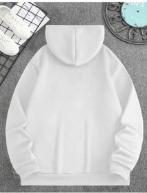 Resim Panda Baskı Tekstil Black Baskılı Özel Tasarım Kapişonlu Oversize Sweatshirt Beyaz 