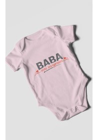 Resim Morivokids Baba, Seni Seviyorum Kısa Kollu Bebek Body %100 Pamuk Bebe Pembe 