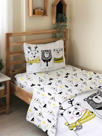 Resim Evmila Üç Ayı Yol Desenli Nevresim Takımı - 160x220cm Nevresim +50x70cm Yastık Kılıfı+100x200cm Çarşaf 