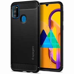 Resim Spigen Galaxy M30s ile Uyumlu Kılıf Rugged Armor Matte Black 