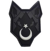 Resim SİNGLE SWORD 3D Plastik Kurt Kol Arması - Cırtlı Arma Peç 