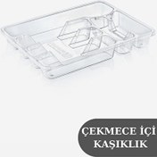 Resim DigitHome Çekmece İçi Çatal Kaşık Bıçak Kaşıklık Düzenleyici 37.5 CM Şeffaf – TRN-109 C320.049 