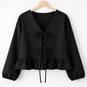 Resim CNG MODA Önü Bağlamalı Fırfırlı Kimono Gömlek 