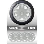 Resim Chevrolet Kalos Aveo 14" Inç Uyumlu 4 Adet 1 Takım Gri Kırılmaz Esnek Jant Kapağı 018 