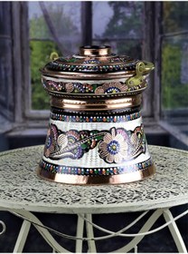 Resim Gül Çiçek Yoğurt Bakır Bakraç 3 L Bakır 