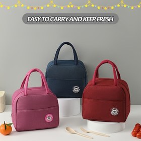 Resim 1 adet Basit Oxford Bez Öğle Yemeği Çantası, Ön Cebi Olan Taşınabilir Fermuarlı Bento Kutusu Taşıyıcısı, İş ve Okul için Elde Yıkanabilir Yemek Saklama Çantası, Şık Minimalist Tasarım Lacivert, Koyu Kırmızı veya Bordo Renklerde, Okul Öğle Yemeği Çantası | Şık Yemek Tote | Oxford Bez Çanta, Öğle Yemeği Kutusu 