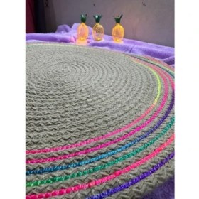 Resim Butik Decohandy 39CM Neon Renkli Şeritli Jüt Örme Supla Amerikan Servis 