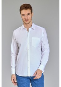 Resim Bisse Klasik Spor Yaka Uzun Kollu Regular Fit Beyaz Erkek Gömlek Gmkls4ksp242049 D01 Beyaz 
