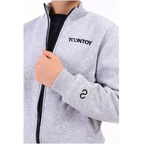 Resim Toontoy Erkek Çocuk Nakışlı Hırka Gri Melanj 