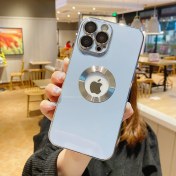 Resim M.TK Moveteck Iphone 14 Pro Max Kılıf Kamera Lens Cam Korumalı Yuvarlak Halkalı Logo Gösteren Parlak Gold 