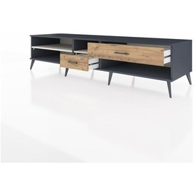Resim Kronos Tv Ünitesi 2 Raflı 2 Çekmeceli 220x59x51 Antrasit-aytaşı/çam Aytası/atlas Çam - Antrasıt 
