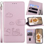 Resim Honor Magic7 İçin Flip Kılıf Kartlık Cüzdan Tutucu Stand Rfıd Deri Kedi 