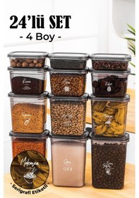 Resim Vienev Beyaz Serigrafi Etiketli 24'lü Peggy Dikdörtgen Saklama Kabı Seti 6x 1500-1150-800-400 Ml Antrasit Çok Renkli 