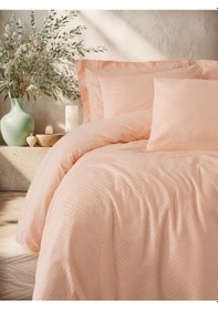 Resim Cotton Box Plaid Ranforce Tek Kişilik Nevresim Takımı Plaid Somon Somon 