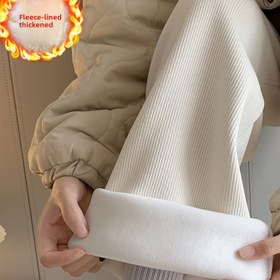 Resim Kadın Astarlı Kış Pantolonu - Termal Düz Paça Pantolon, Elastik Bel (Cepli Değil), H Kesim Siluet & Uzun Paça, Makinede Yıkanabilir, Ofis, Günlük - Düz Beyaz 