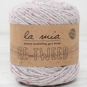 Resim La Mia Re-Tweed Açık Gri Melanj El Örgü İpi - L156 