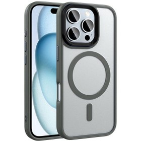 Resim İphone Uyumlu 16 Pro Uyumlu Kılıf Mat Arka Yüzey Wireless Şarj Özellikli Zore Flet Magsafe Kapak-tita Titanyum-gri 