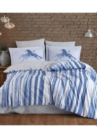 Resim Hobby Tek Kişilik Poplin Nevresim Takımı Cascade Mavi Çok Renkli 