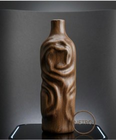 Resim Dalgalı Dekoratif Vazo Seramik Şık Vazo El Ypımı Özel Seri 35 Cm Kahverengi 