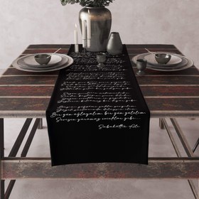 Resim Çocuklar Gibi Siyah - Şiir Runner Örtü - 50 cm x 175 cm 