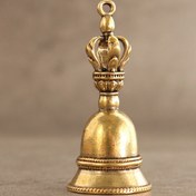 Resim 1 Adet Pirinç El İşi Döküm Rüzgar Çanı Tibet Bronz Zil Metal Antika Feng Shui Şans Jingle Bell 