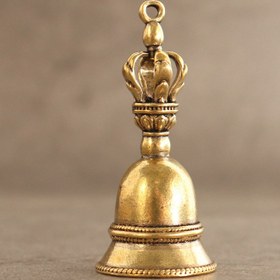 Resim 1 Adet Pirinç El İşi Döküm Rüzgar Çanı Tibet Bronz Zil Metal Antika Feng Shui Şans Jingle Bell 