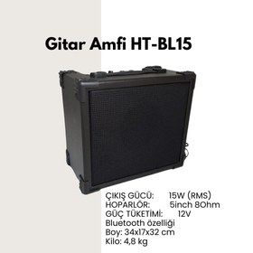 Resim High Tone HT-15BL Bluetoothlu Gitar Amfisi (15W) | Kablosuz Müzik Eşliği Çift Girişli Tasarım Güçlü Bass ve Tiz Kontrolü 