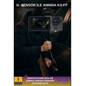 Resim Wair Teknoloji 1080P Araç Içi 3 Kameralı LCD Ekranlı Gece Görüşlü Wifi G-Sensör Geri Görüş Kamera 