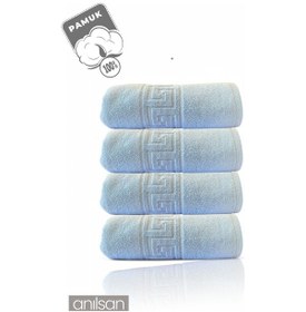 Resim 4'lü Greek Mavi Banyo Havlusu - 70x140 Cm, 490 Gr, %100pamuk, Spa Ve Otel Havlusu Mavi 