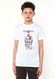 Resim Tshirthane God Of War Kratos Baskılı Unisex Çocuk Beyaz T-Shirt 